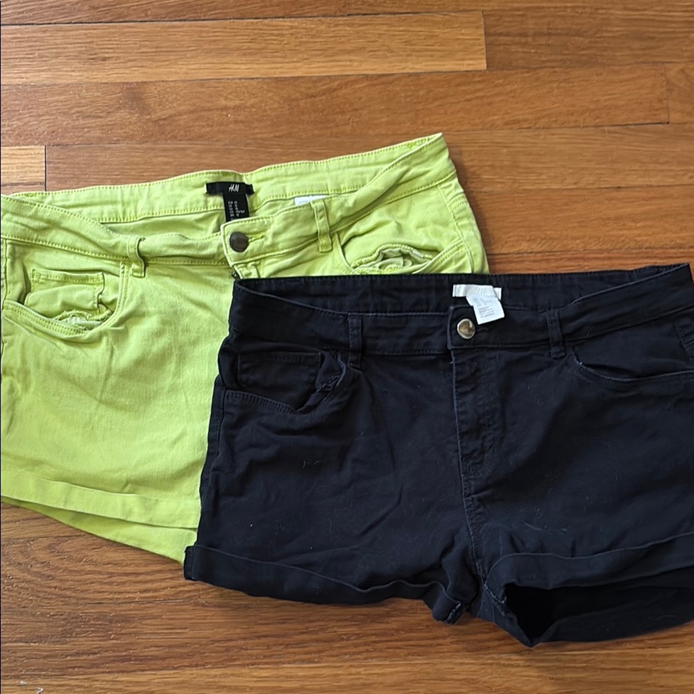 H&M Jean Shorts Black and Green Classic Denim